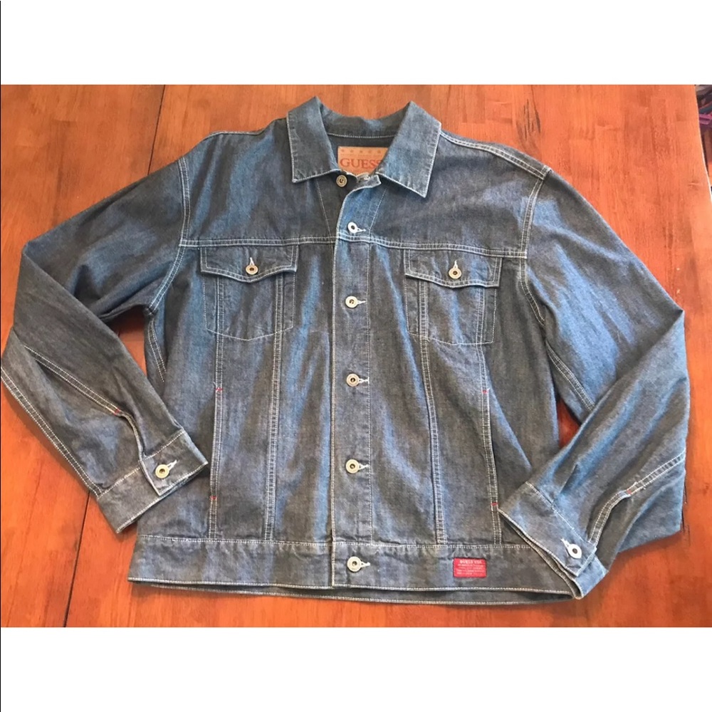 Vintage GUESS Jeans Denim Jacket Classic Dark Wash Country Western
